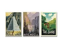 THE SHIRE Lord of The Rings Anime Retro Reise Poster - Ensemble de 3 toiles en kit - Décoration murale moderne - Tableaux imprimés - Décoration photo - Affiches pour la maison - Œuvres d'art - 30 x 45
