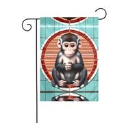 The Silent Monkey Drapeau de jardin double face en toile de jute résistante aux intempéries 30,5 x 45,7 cm