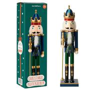 THE TWIDDLERS Grand Casse-Noisette Noël Vert Bleu Or, Figurine 50 cm | Soldat Décoration en Bois 50cm, Christmas Nutcracker Soldier, Personnage Roi Traditionnel