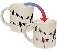 The Unemployed Philosophers Guild Mug changeant de chaleur avec oiseaux sur un fil - Ajoutez du café et des oiseaux colorés apparaissent, livré dans une boîte amusante