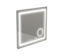 Thebalux miroir modèle I 80x75 aluminium bande lumineuse intégrée tout autour dans le miroir équipée de LED LED indirecte en partie inférieure Bluetooth commande tactile miroir chauffant miroir grossi