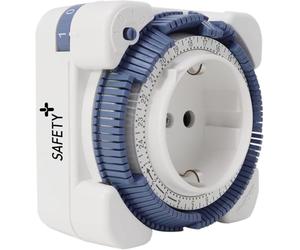 Theben 0260833 Safety-Plus - Minuteur analogique - Prise de courant analogique - Minuterie analogique - Avec programme quotidien - Protection de contact accrue - 230 V CA