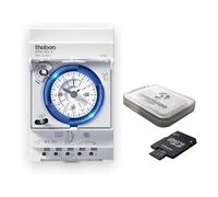 Theben 1610011 SYN 161d Minuteur analogique avec moteur synchrone et programme journalier + carte Micro SD Avantrado 64 Go (classe 10, U3) + adaptateur