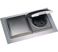 THEBO Prise double ST 3009 ST/2 INOX avec couvercle rabattable / Prises de courant de sécurité / Couvercle rabattable