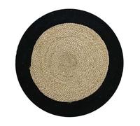 Thedecofactory Tapis Rond en Jute et Coton Bande Noire diam.70