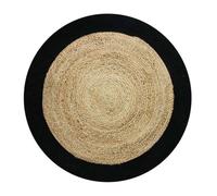 Thedecofactory Tapis Rond en Jute et Coton Bande Noire diam.90