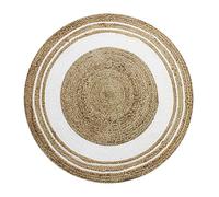 Thedecofactory Tapis Rond en Jute et Coton Cercle Blanc diam.90