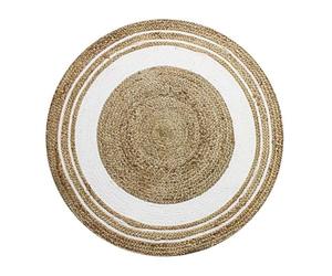Thedecofactory Tapis Rond en Jute et Coton Cercle Blanc diam.90