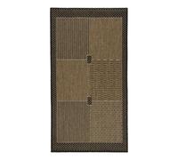 Thedecofactory Tapis tissé Cadre Noir, carrés et Rayures Noir et Marron 60x110