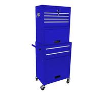TheEshow Coffre Symboll sur roulettes, Bleu | 6 tiroirs verrouillables, 4 roues universelles, coffre à outils roulant