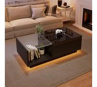 TheEshow Table Basse laquée Brillante, Table de Salon avec Table Basse réglable en Hauteur avec Rangement caché et étagère, 50 x 100 x (33-46.5) cm