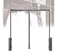 THEGA Tube De Penderie en Acier Inoxydable, Barre De Penderie Escamotable, Système De Levage pour Vêtements, Largeur Réglable, Portant Élévateur pour Suspendre Les Vêtements(Black,930-1250mm)