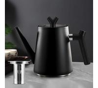 Théière 1,5L Inox Noire Double Paroi Isolée Infuseur Thé Café Herbes