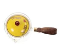 Théière à Thé en Vrac en Céramique à Poignée Latérale Vintage | Texture Soignée, Nettoyage Facile, Forme Simple et Élégante, Usage de Bureau, Objet Décoratif, Bois et Verre