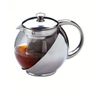 Theiere avec filtre en verre et inox - 1,10L - Transparent/Argent