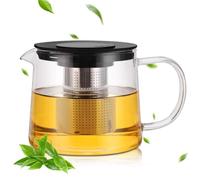 Théière avec infuseur - 1,5 l - En verre résistant à la chaleur - En verre borosilicate - Protection contre la surchauffe - Théière en verre pour thé en fleurs et thé en vrac