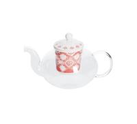 Théière avec infuseur avec filet métallique pour thé et tisanes chaudes - Théière avec infuseur idéale pour l'hiver, en céramique, 7L, blanc et rouge