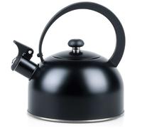 Théière avec sifflet - VILDE - Acier inoxydable - Noir mat - 2L - 21 cm hauteur - Poignée ergonomique - Fond akutermique