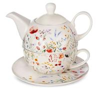 Théière avec tasse à thé - MAKI - Porcelaine - 3 litres - Blanche