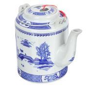 Théière Chinoise Rétro 1,5 L en Porcelaine Bleue et Blanche | Poignée en Acier Inoxydable, Pratique et Décoratif Modèle Artisanal, pour Fêtes Privées et Extérieur