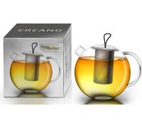 Théière Creano 1,5 l Jumbo, théière en verre 3 pièces dans un ensemble avec filtre en acier inoxydable intégré et couvercle en verre, théière en verre design multifonctionnelle