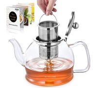 Théière de 0,8 l, théière avec filtre intégré, théière en verre, théière avec tamis, théière en verre avec tamis, théière, infuseur, récipient en verre résistant à la chaleur, théières, récipient en v