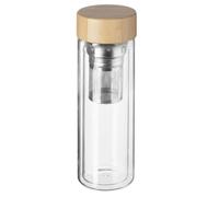 Secret de Gourmet – Théière nomade Double paroi en verre et bambou 40 cl H 23 cm Naturel