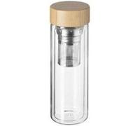 Secret de Gourmet – Théière nomade Double paroi en verre et bambou 40 cl H 23 cm Naturel
