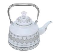 Théière Émaillée Vintage 1,7 L en Fer, Style Rétro pour Cuisinière | Finition Porcelaine Grainée Argentée, Nettoyage Facile, Rétention Thermique, Service Précis pour Thé en Vrac