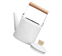 Théière Émaillée Vintage 2,4 L Poignée Bois Anti-brûlure | Grosse Ouverture Pratique, Poignée Isolante, Compatible Induction, Cuisine Familiale, Camping, Café, Nouilles Instantanées
