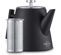 Théière en acier inoxydable 1 L, noire, à double paroi, isotherme