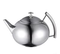 Théière en acier inoxydable avec filtre intégré, pot épais poli miroir pour infuser du thé en vrac, design rétro pour la maison et le bureau (argenté)