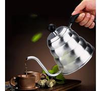 Théière en acier inoxydable - Cafetière/bouilloire - Pour préparer du café et du thé - Bec en forme de col de cygne - 1,2L - Argentée