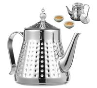 Théière en acier inoxydable de 1,2 l avec tamis amovible et poignée ergonomique, bouilloire sifflante pour la cuisinière, bouilloire pour thé, café et eau chaude, cuisson rapide, 21 x 13,5 x 18 cm