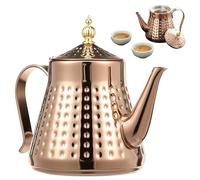 Théière en acier inoxydable de 1,2 l avec tamis amovible et poignée ergonomique, bouilloire sifflante pour la cuisinière, bouilloire pour thé, café et eau chaude, cuisson rapide, 21 x 13,5 x 18 cm (or