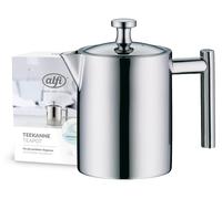 Théière en acier inoxydable poli, capacité de 0,6 litre, avec infuseur à thé