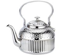 Théière en acier inoxydable Unyqoos® de 1,8 L – adaptée au contact alimentaire, avec un filtre amovible fin, compatible avec les plaques à induction, design antique façonné à la main