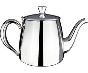 Théière en argent en acier inoxydable 18/10, versement facile grâce à la pression - poignées creuses - couvercle rabattable - Cafe Ole