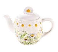 Théière en Céramique 650ml - Théière Motif Floral Relief pour 1 à 2 Tasses - Idéale Infusion et Tisane pour Amateur de thé - Idée Cadeau fête des mères
