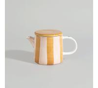 Théière en céramique à rayures et motif fleur multicolore, 0,870L 20.5x12x12cm Jaune