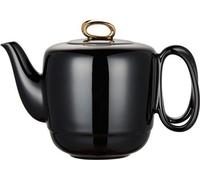 Théière en céramique de 1 000 ml, noire, lisse, avec filtre