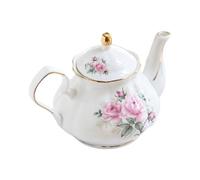 Théière en céramique de capacité avec poignée confortable, théière en porcelaine avec accents dorés et intérieur spacieux, cafetière élégante en faïence