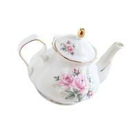 Théière en céramique de capacité avec poignée confortable, théière en porcelaine avec accents dorés et intérieur spacieux, cafetière élégante en faïence