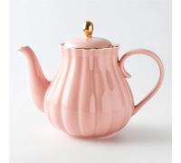 Théière en céramique, en forme de pompe, bouilloire à thé créative, cafetière pour la maison, articles à boire, plaque en teck, 1 l (rose)