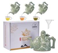 Théière en céramique, fabriquée à la main, théière magique pour trois boissons, contenue dans un seul récipient