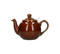 Théière en céramique London Pottery Farmhouse avec infuseur amovible et couvercle, grande théière avec filtre en acier inoxydable à mailles fines, 1200 ml / 40,6 oz pour thé en vrac ou sachets (Brun