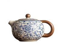 ThéIèRe En CéRamique Théière en céramique Ru Kiln bleu et blanc, infuseur, style rétro, fait main, service à thé Kung Fu(A Single pot)