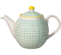 Théière en céramique Unyqoos® avec filtre intégré – Style rétro-vintage, estampée à la main, adaptée au lave-vaisselle et au micro-ondes, capacité de 1,2 L