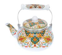Théière en Émail 2,5 L, Style Rétro, Bec Large pour Versement Rapide | Surface Lisse et Motifs Décoratifs, Adaptée aux Foyers Gaz ou Induction, Cuisine, Bureau et Ménages