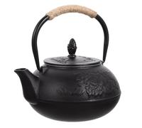 Théière en Fer 900ml Noire pour Cuisinière, Chauffe Rapide | Couvercle Inclus, Format Léger et Portable, Poignée Assortie, Usage Domestique, Versement Simple